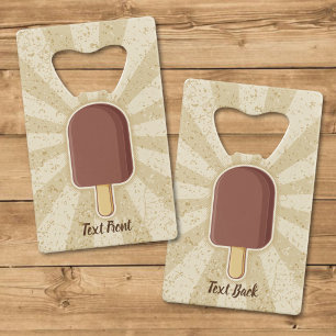 Chocolade ijsstok creditkaart flessenopener