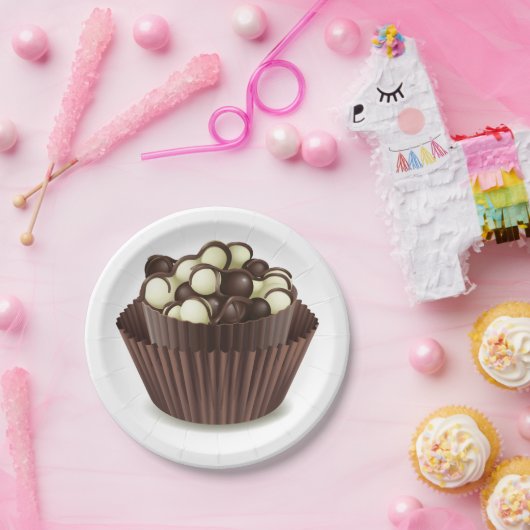 Chocolade in een chocoladebeker papieren bordje (Feest)