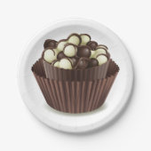 Chocolade in een chocoladebeker papieren bordje (Voorkant)