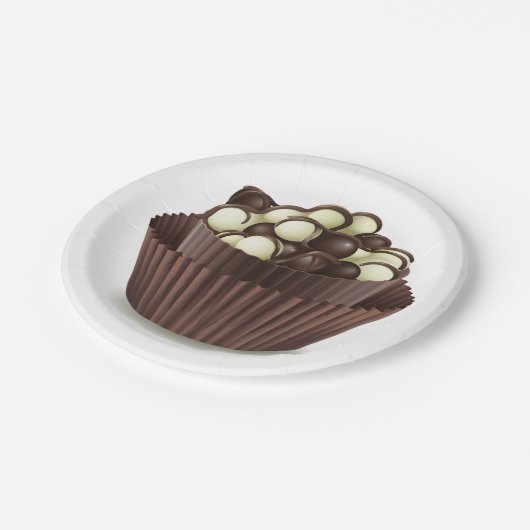 Chocolade in een chocoladebeker papieren bordje (Gekanteld)