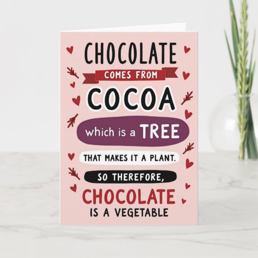 Chocolade Is Een Groentekaart Kaart (Voorkant)