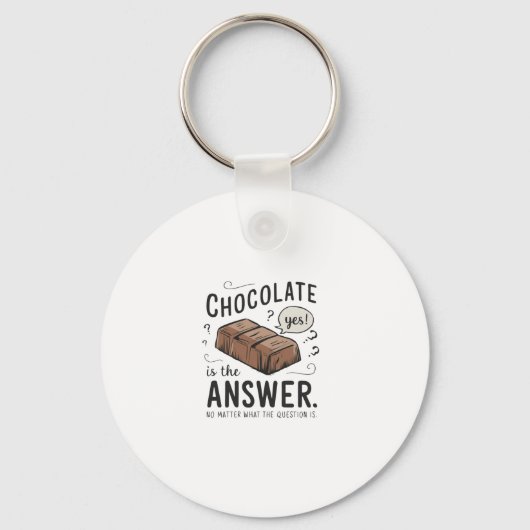 Chocolade is het antwoord. Nee, de vraag blijft ha Sleutelhanger (Voorkant)