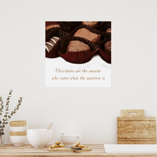 Chocolade is het antwoord op gevoelens en afbeeldi poster (Keuken)