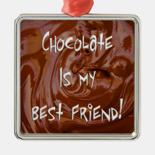 Chocolade is mijn beste vriend prem. Vierkant Orna Metalen Ornament