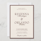 Chocolade ivoor monogram glamour | Oud geld bruilo Kaart (Voorkant)