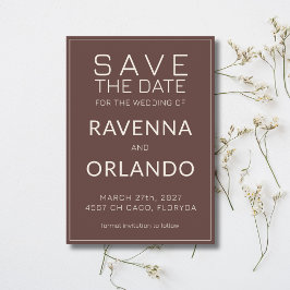 Chocolade ivoor Oude Rijkdom Moderne Bruiloft Save The Date