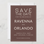 Chocolade ivoor Oude Rijkdom Moderne Bruiloft Save The Date (Voorkant)