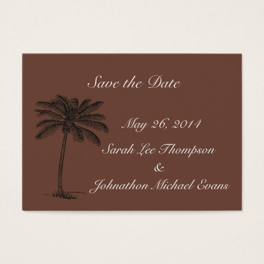 Chocolade Java Beach Getaway Save The Date Cards Visitekaartjes (Voorkant)