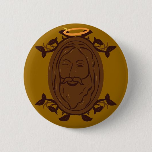 Chocolade Jesus Ronde Button 5,7 Cm (Voorkant)