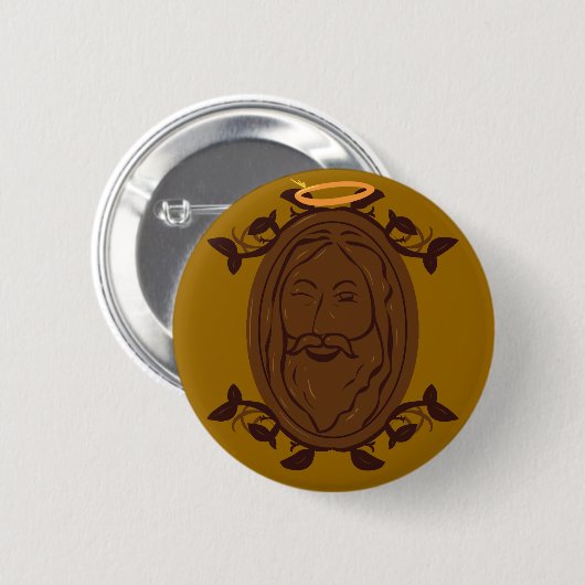 Chocolade Jesus Ronde Button 5,7 Cm (Voorkant /achterkant)