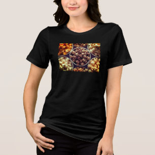 Chocolade Kaas Wasabi Gebotterde BBQ Popcorn Zwart Tri-Blend Shirt