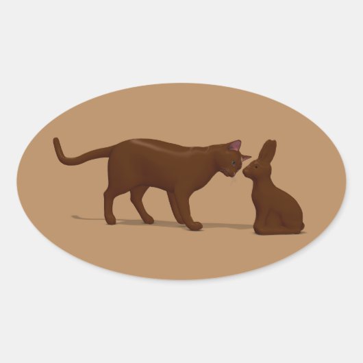 Chocolade Kat Ovale Sticker (Voorkant)