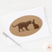 Chocolade Kat Ovale Sticker (Envelop)