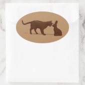 Chocolade Kat Ovale Sticker (Tas)