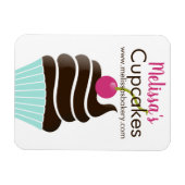 Chocolade kersen cupcake visitekaartje magneet (Horizontaal)