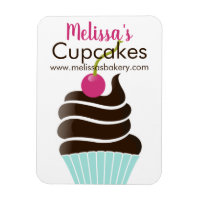 Chocolade kersen cupcake visitekaartje magneet