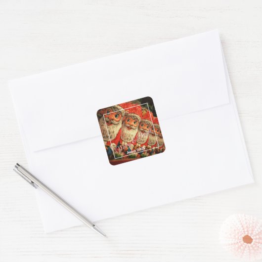Chocolade Kerstman Custom Script Kerstmis Vierkante Sticker (Envelop)