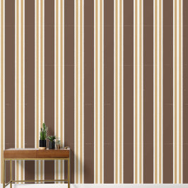 Chocolade & Khaki Dubbele Rugby Streep Behang