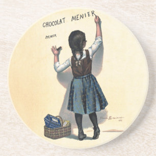 Chocolade Kind Schrijft aan Muur Victoriaanse Kuns Zandsteen Onderzetter
