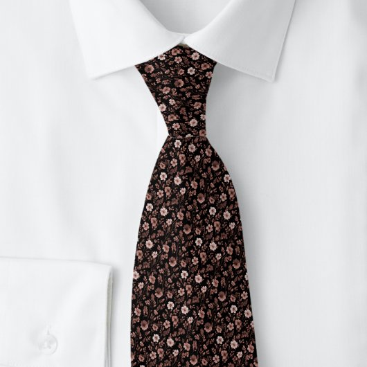 Chocolade Kleine Bloemen Stropdas