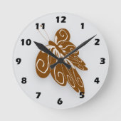 Chocolade Kleur Vlinder Ontwerp Ronde Klok (Voorkant)