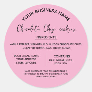 Chocolade koekjes ingrediënten lijst bedrijf  ronde sticker