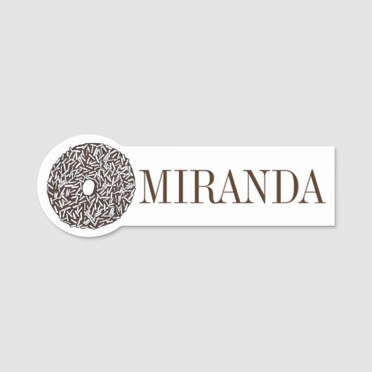 Chocolade kokosnoot donut donut winkel bakkerij naamplaatje (Voorkant)