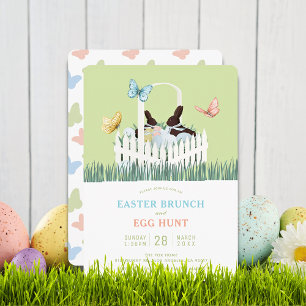 Chocolade Konijn Pasen Brunch Eierspel Uitnodiging