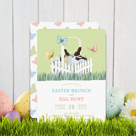 Chocolade Konijn Pasen Brunch Eierspel Uitnodiging
