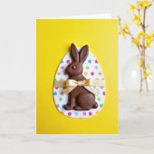 Chocolade Konijn Zoete Verjaardagskaart Kaart (Gele Bloem)