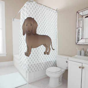 Chocolade Kortharige Dachshond Cartoon Hond & Poot Douchegordijn