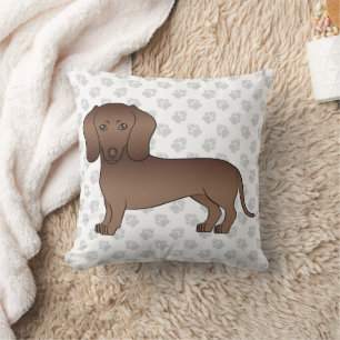 Chocolade Kortharige Dachshond Cartoon Hond & Poot Kussen