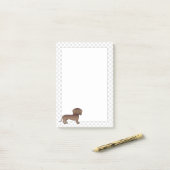 Chocolade Kortharige Dachshond Cartoon Hond & Poot Post-it® Notes (Op bureau)