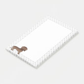 Chocolade Kortharige Dachshond Cartoon Hond & Poot Post-it® Notes (Schuin)