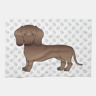 Chocolade Kortharige Dachshond Cartoon Hond & Poot Theedoek