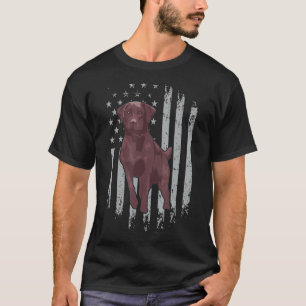 Chocolade Lab American Flag Brown Labrador Owner T-shirt