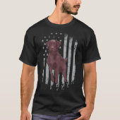 Chocolade Lab Amerikaanse vlag Brown Labrador eige T-shirt (Voorkant)