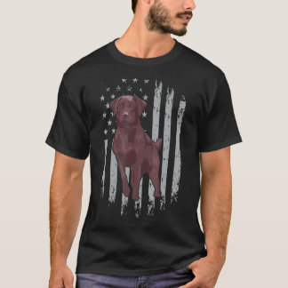 Chocolade Lab Amerikaanse vlag Brown Labrador eige T-shirt