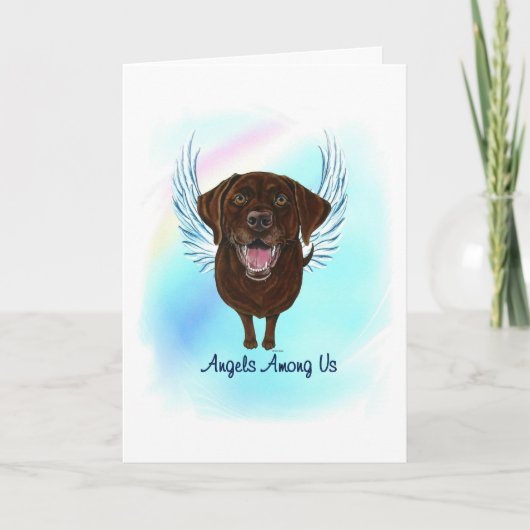 Chocolade Lab Angel Dog Pet Loss Sympathy Card Bedankkaart (Voorkant)