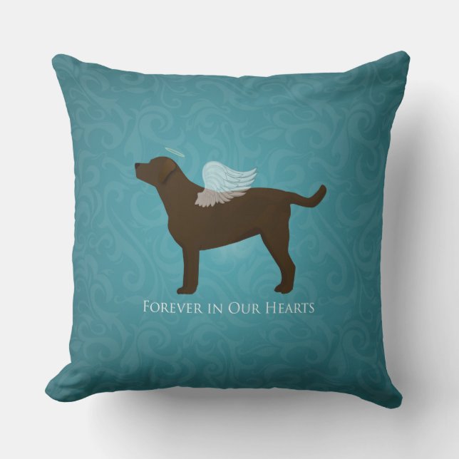 Chocolade Lab Angel Pet Memorial Design Kussen (Voorkant)