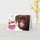 Chocolade Lab Birthday Card - Dog Cupcake Birthday Kaart (Gele Bloem)