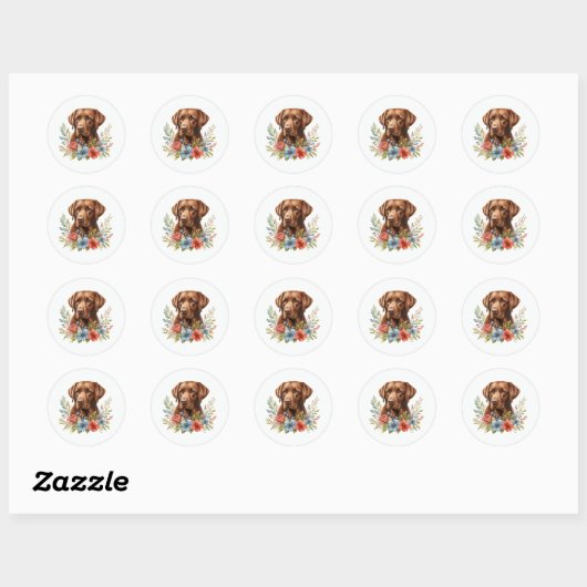 Chocolade Lab Bloemen Ronde Sticker (Vel)