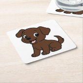 Chocolade Lab Cartoon Kartonnen Onderzetters (Schuin)