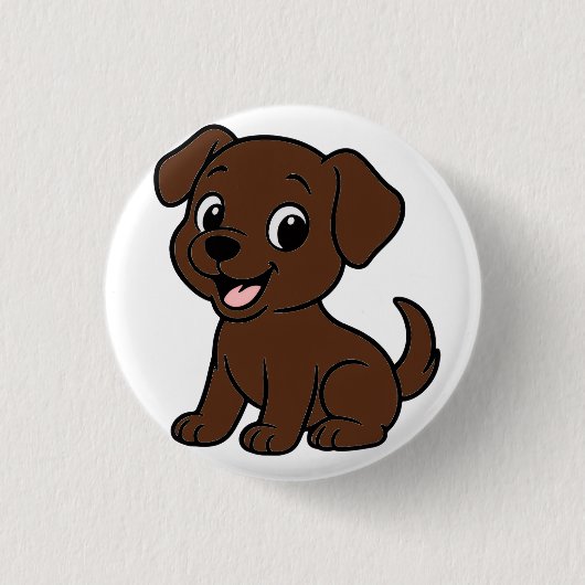 Chocolade Lab Cartoon Ronde Button 3,2 Cm (Voorkant)