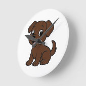 Chocolade Lab Cartoon Ronde Klok (Hoek)