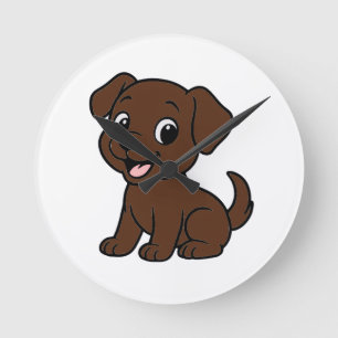 Chocolade Lab Cartoon Ronde Klok
