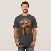Chocolade Lab Chocolate Labrador Dog zonnebril T-shirt (Voorkant volledig)