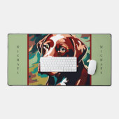 Chocolade Lab Dog op Camo Monogram Bureaumat (Keyboard & Muis)
