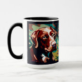 Chocolade Lab Dog op Camo Monogram Mok (Links)