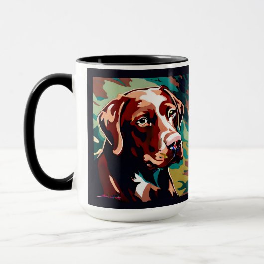 Chocolade Lab Dog op Camo Monogram Mok (Links)